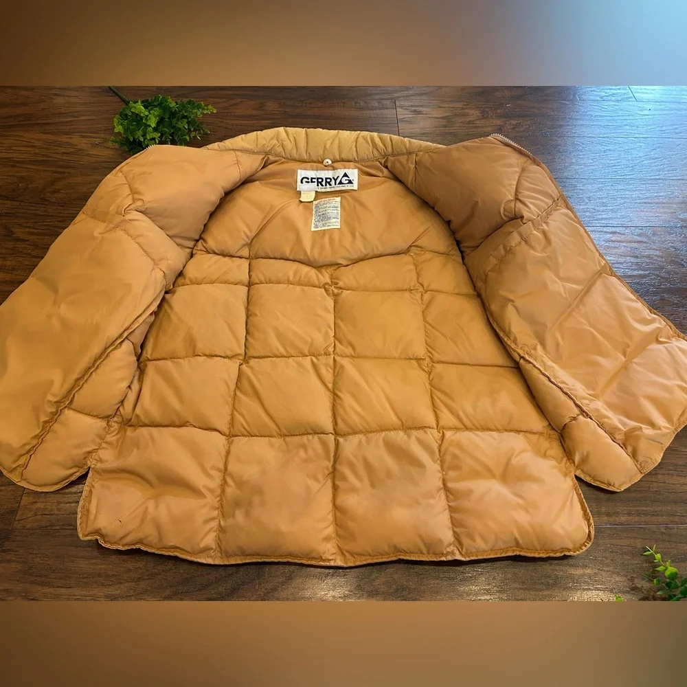 VINTAGE 🍃 GERRY MENS 70s Puffer Vest Color Block Tan Brown Beige USA Large Retro - Picture 4 of 11
